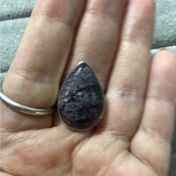 New Sterling Silver Purple Kammererite Teardrop Ring Size 8 Gemstone Kammerite - Picture 11 of 16